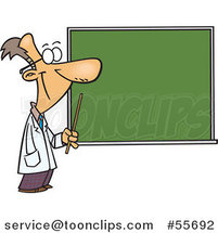 Cartoon Happy Science Teacher Pointing to a Chalk Board by Toonaday
