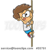 Cartoon White Athletic Boy Climbing a Rope by Toonaday