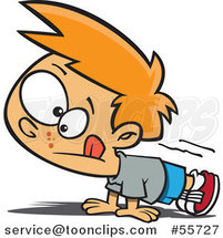 Cartoon Red Haired White Boy Doing Pushups by Toonaday