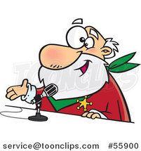Cartoon CRS Santa Speaking into a Microphone by Toonaday