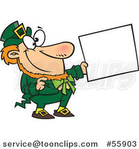 Cartoon Happy St Patricks Day Leprechaun Holding out a Sign by Toonaday