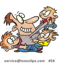 Cartoon Father Horse Playing with His Three Sons by Toonaday