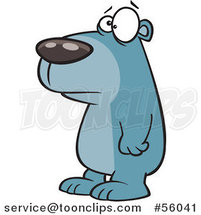 Cartoon Sad Blue Bear Facing Left by Toonaday