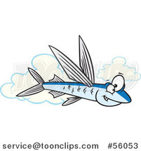 Cartoon Flying Fish over Clouds by Toonaday