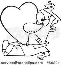 Cartoon Outline Valentine Heart Crushing a Guy by Toonaday