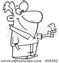 Cartoon Outline Guy with a Bird Perched on His Finger by Toonaday