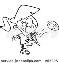 Cartoon Outline Tom Boy Girl Kicking a Football by Toonaday