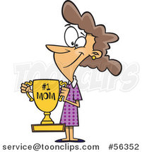Cartoon Brunette White Mom Holding a Trophy by Toonaday
