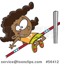 Cartoon Track and Field Black Girl Doing the High Jump by Toonaday