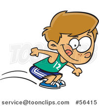 Cartoon Track and Field Dirty Blond White Boy Long Jumping by Toonaday