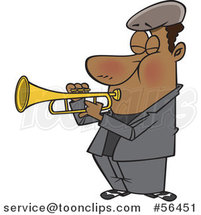 Cartoon Musician Black Guy Playing a Trumpet by Toonaday