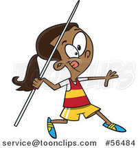 Cartoon Black Track and Field Girl Throwing a Javelin by Toonaday