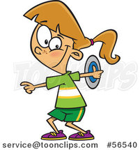 Cartoon White Track and Field Girl Doing the Discus Throw by Toonaday