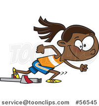Cartoon Black Track and Field Girl Taking off for a Sprint by Toonaday