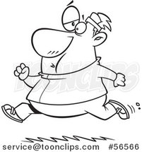 Cartoon Outline Chubby Determined Guy Running in a Track Suit by Toonaday