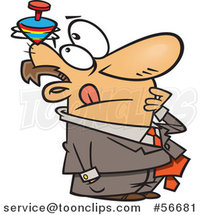 Cartoon Thinking White Business Man with a Top Spinning on His Head by Toonaday