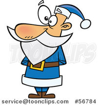 Cartoon Christmas Santa Claus Standing in a Blue Suit by Toonaday