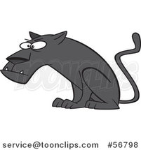 Cartoon Curious Black Panther Big Cat Sitting by Toonaday