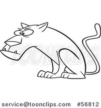 Cartoon Outline Curious Panther Big Cat Sitting by Toonaday