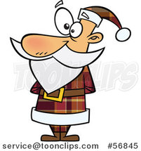 Cartoon Christmas Santa Claus in a Brown Plaid Suit by Toonaday