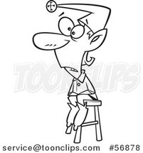 Cartoon Outline Naughty Christmas Elf Sitting on a Stool by Toonaday