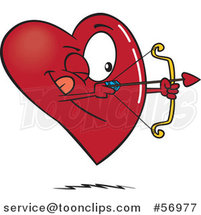 Cartoon Heart Character Shooting an Arrow by Toonaday