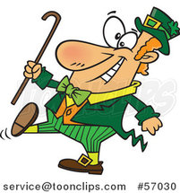 Cartoon St Patricks Day Leprechaun Holding a Cane and Strutting by Toonaday