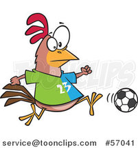 Cartoon Chicken Playing Soccer by Toonaday