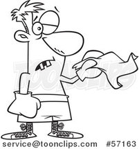 Cartoon Outline Boxer with Missing Teeth and a Black Eye, Throwing in the Towel by Toonaday
