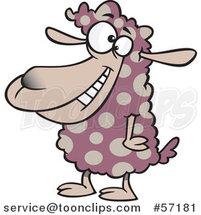 Cartoon Sheep with Spotted Wool by Toonaday