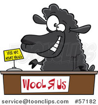 Cartoon Black Sheeppreneur Selling Wool by Toonaday