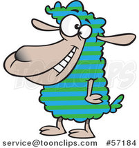 Cartoon Sheep with Striped Wool by Toonaday