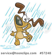 Cartoon Dog Dancing in the Rain by Toonaday