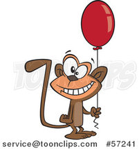 Cartoon Birthday Monkey Holding a Party Balloon by Toonaday