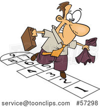 Cartoon White Businessman Playing Hopscotch by Toonaday