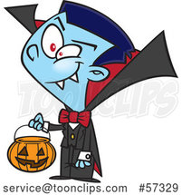 Cartoon Vampire Boy Trick or Treating on Halloween by Toonaday