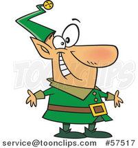 Cartoon of Happy Christmas Elf in a Green Suit by Toonaday
