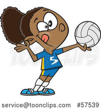 Cartoon Athletic Black Girl Serving a Volleyball by Toonaday
