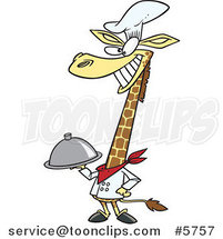 Cartoon Chef Giraffe Holding a Platter by Toonaday