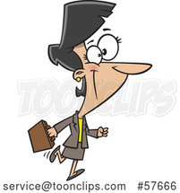 Cartoon Happy Businesswoman Walking and Carrying a Briefcase by Toonaday