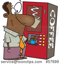 Cartoon Black Businessman Using a Coffee Machine at Break Time by Toonaday