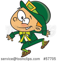 Cartoon Energetic St Patricks Day Leprechaun Boy Jumping by Toonaday