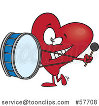 Cartoon Love Heart Character Playing a Drum Music by Toonaday