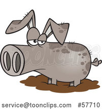 Cartoon Pig in a Mud Puddle by Toonaday