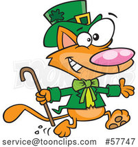 Cartoon Running St Patricks Day Ginger Leprechaun Cat by Toonaday