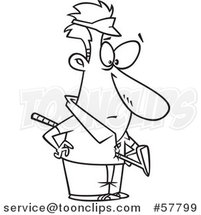 Cartoon Outline of Man with a Golf Club Through His Torso by Toonaday
