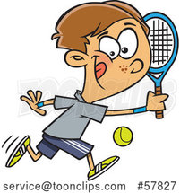 Cartoon White Boy Playing Tennis by Toonaday