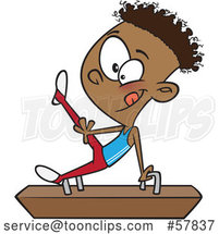 Cartoon Black Boy Gymnast on a Pommel Horse by Toonaday