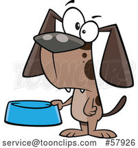 Begging Cartoon Dog Holding a Food Bowl by Toonaday