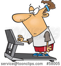 Cartoon Unenthused White Guy Setting a Treadmill for a Workout by Toonaday